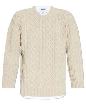 Moschino Cable-Knit Virgin-Wool Jumper - White