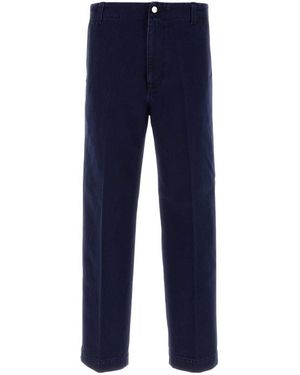 Gucci Embossed Label Washed Denim Trousers - Blue