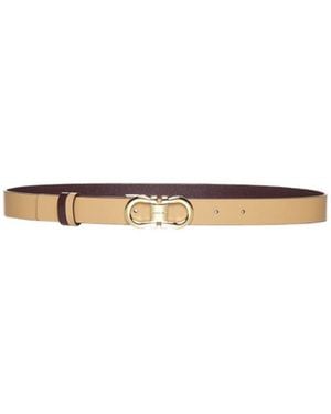 Ferragamo Double-Sided Adjustable Gancini Belt - White