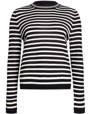 MAX&Co. Striped Wool Knit Sweater - Blue