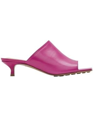 Bottega Veneta Leather 35Mm Kitten Heel Stretch Mules - Purple