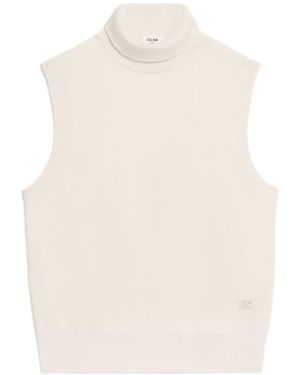Celine Sleeveless Turtleneck Jumper - White