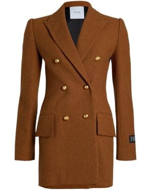 Patou Double-Breasted Long Blazer - Brown