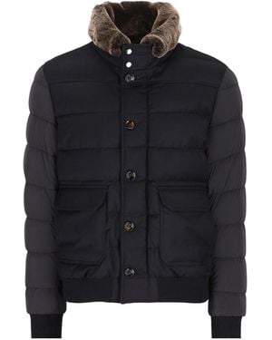 Moorer Fur-Collar Quilted Jacket - Black