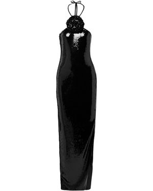 Rodarte Embellished Sequined Tulle Halterneck Gown - Black
