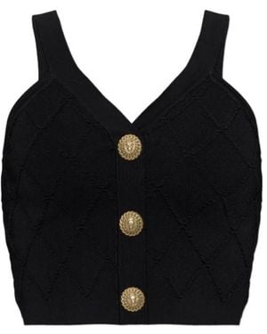 Balmain V-Neck Suspenders - Black