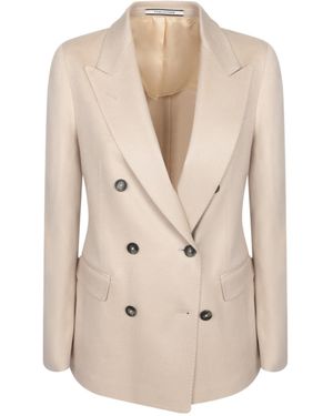 Tagliatore Double Breasted Tailored Blazer - Natural