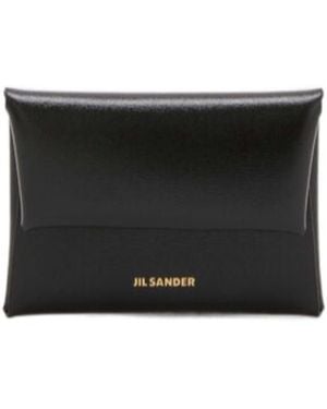 Jil Sander Logo Printed Envelope Card Holder - Black