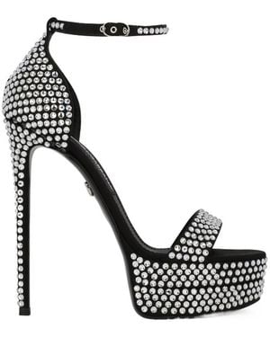 Dolce & Gabbana Embellished Satin Platform Sandals - Black