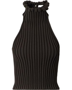 Alaïa Cropped Ribbed-Knit Top - Black