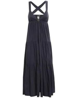 Emporio Armani Tiered Sleeveless Midi Dress - Blue