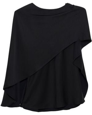 Jonathan Simkhai Eliora Draped Satin Cape Top - Black