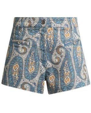 Etro Paisley High-Rise Shorts - Blue