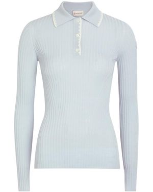 Moncler Ribbed Polo Top - Blue