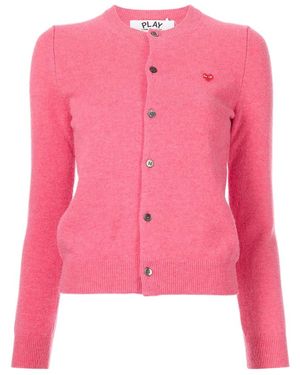 COMME DES GARÇONS PLAY Round Neck Knitted Cardigan - Pink