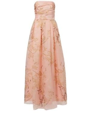 Max Mara Elegante Dominio Floral Silk Organza Bustier Gown - Pink