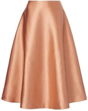 Carolina Herrera Satin Midi Skirt - Brown