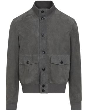 ZEGNA Buttoned Leather Jacket - Grey