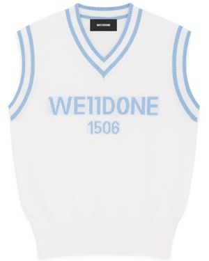 we11done Logo Knit Vest - Blue