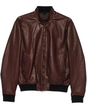 Tagliatore Long-Sleeve Leather Jacket - Brown