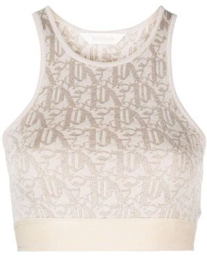 Palm Angels Monogram Jacquard Knit Bra Top - Natural
