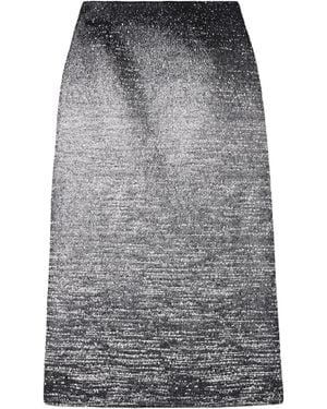 Oscar de la Renta Gradient Tweed Straight Midi Skirt - Grey