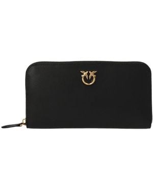 Pinko Ryder Logo Plaque Zip-Around Wallet - Black