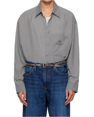 WOOYOUNGMI Striped Oversized Shirt - Grey