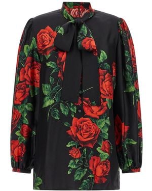Dolce & Gabbana Rose Printed Shirt - Black
