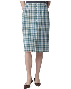 Prada Plaid Cotton Pencil Skirt - Blue