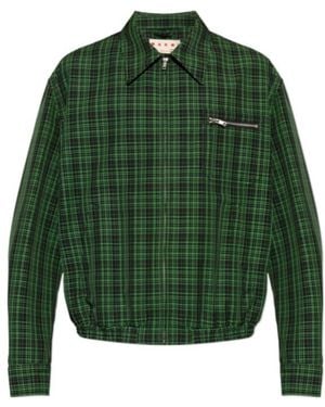 Marni Long-Sleeved Plaid Jacket - Green