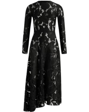 Patou Laced Long-Sleeves Midi Dress - Black