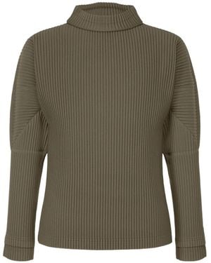 Homme Plissé Issey Miyake Pleated Roll-Neck Top - Green