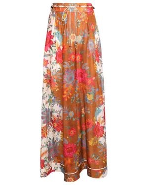 Zimmermann Floral Print Wide-Leg Trousers - Red