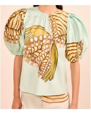 Ulla Johnson Ravena Puff Sleeve Top - Metallic