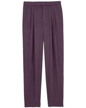 Saint Laurent Pleated-Front Tailored Trousers - Purple