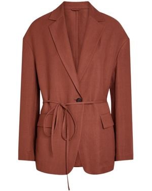 Brunello Cucinelli Tie-Waist Twill Jacket - Brown