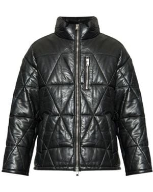 AllSaints Brockwell Leather Puffer Jacket - Black