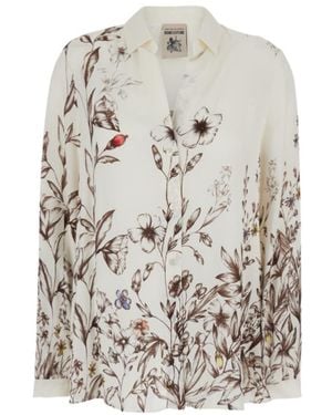 Semicouture Semi Couture Floral Print V-Neck Shirt - White