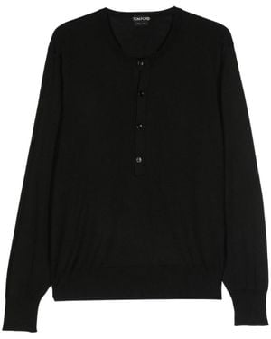Tom Ford Crewneck Fine-Knit Top - Black