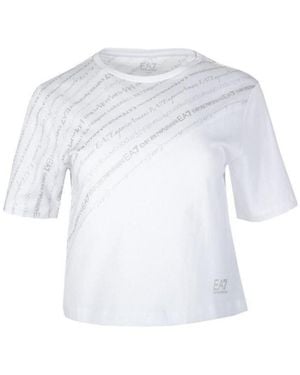 EA7 T-Shirt With Round Neck And Short Sleeves - White