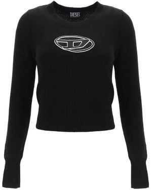 DIESEL M-Areesa Logo Embroidered Crew Neck Jumper - Black