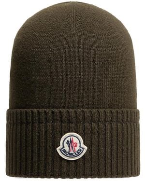Moncler Wool Cashmere Blend Knit Beanie - Green