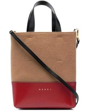 Marni Two-Tone Logo Tote Bag - Red