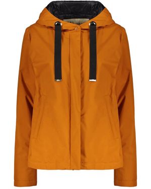 Herno Zip-Up Drawstring Hooded Jacket - Orange