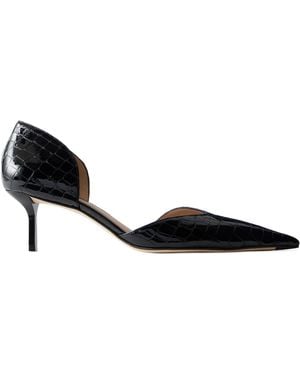 Victoria Beckham 55 Croc-Effect Leather Court Shoes - Black