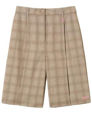 Twinset X Myfo Checked Tailored Shorts - Natural