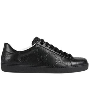Gucci New Ace Perforated Leather Mid-top Sneakers - Black