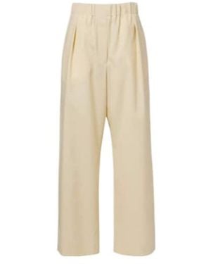 Jil Sander Wool Wide-Leg Trousers - Natural
