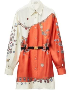 Versace Printed Silk Twill Mini Dress - Red